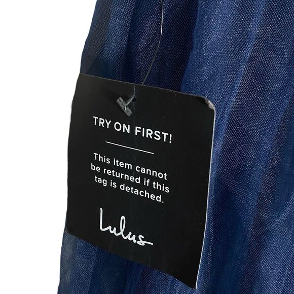 Lulus Unforgettable Poise Maxi Dress Womens M Tiered Tulle Blue Bustier Gown NWT - Picture 7 of 8